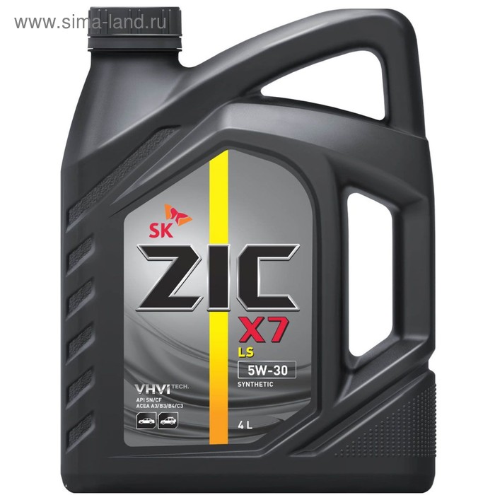 Масло моторное ZIC X7 5W-30, LS синт., 4 л масло моторное синтетическое 5w 30 zic x7 ls 4 л