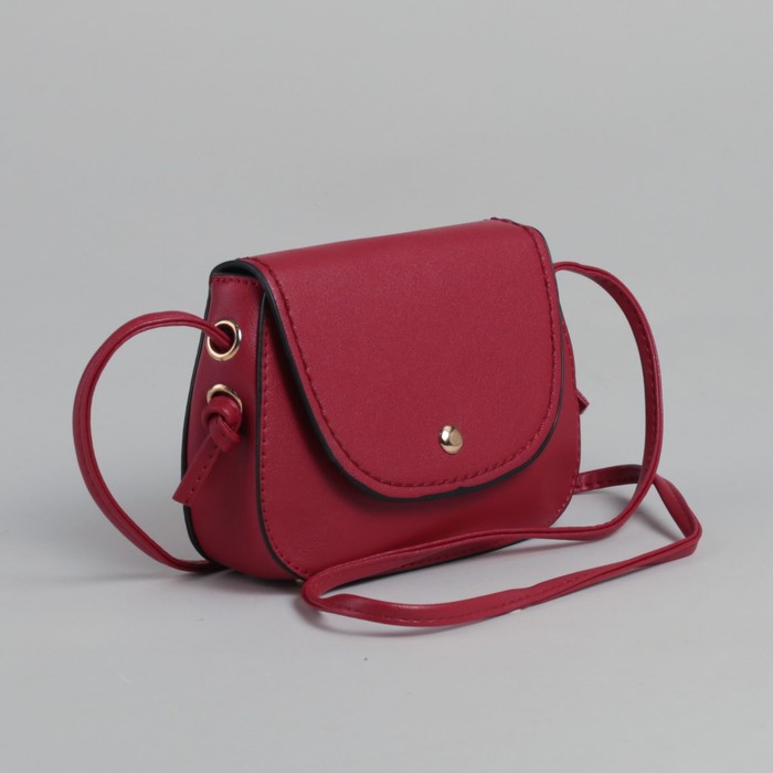 Сумка женская на кнопке, 1 отдел на молнии, длинный ремень, бордовая