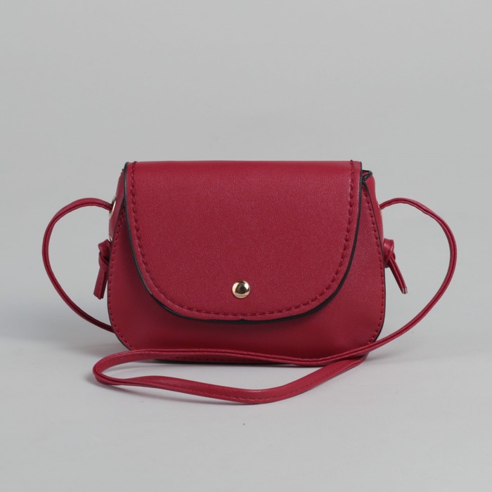 Сумка женская на кнопке, 1 отдел на молнии, длинный ремень, бордовая