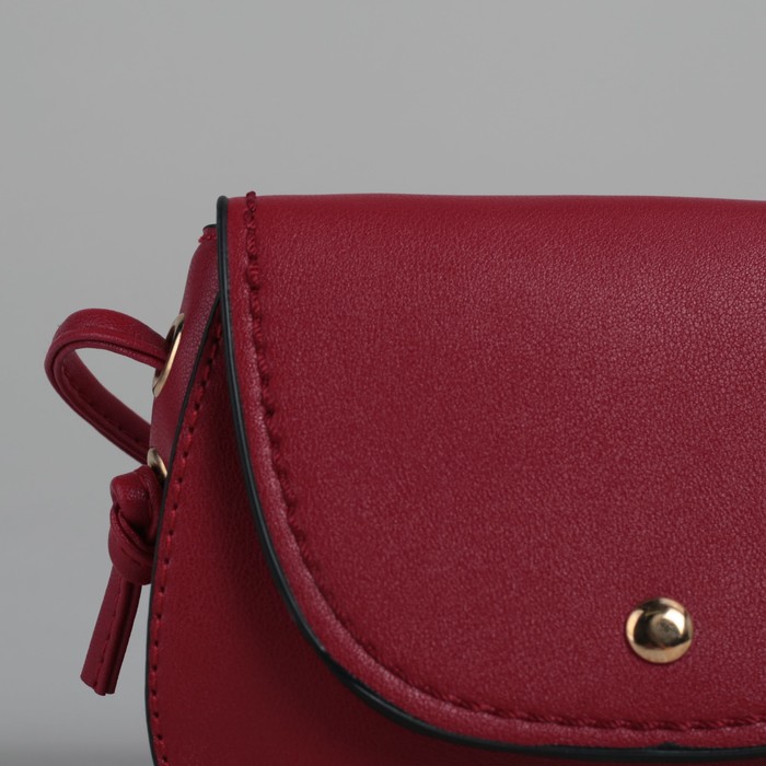 Сумка женская на кнопке, 1 отдел на молнии, длинный ремень, бордовая