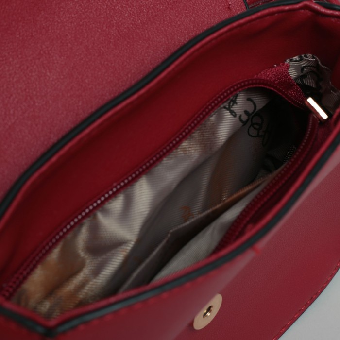 Сумка женская на кнопке, 1 отдел на молнии, длинный ремень, бордовая