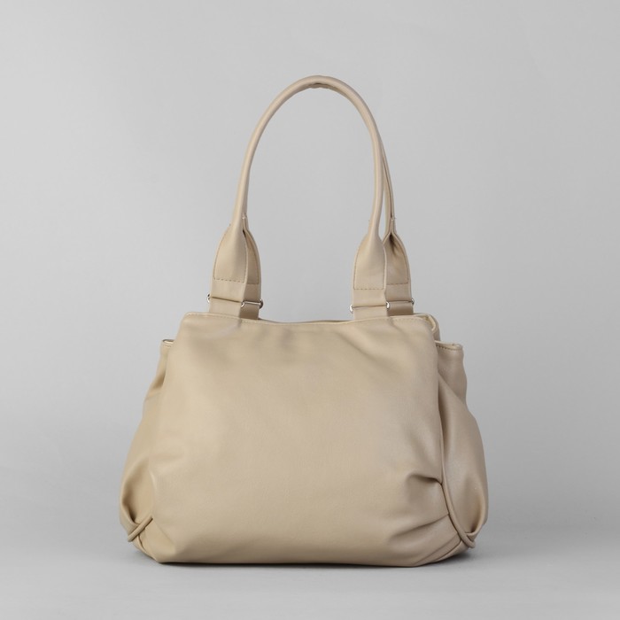 Сумка женская на молнии, 3 отдела, 1 наружный карман, бежевая