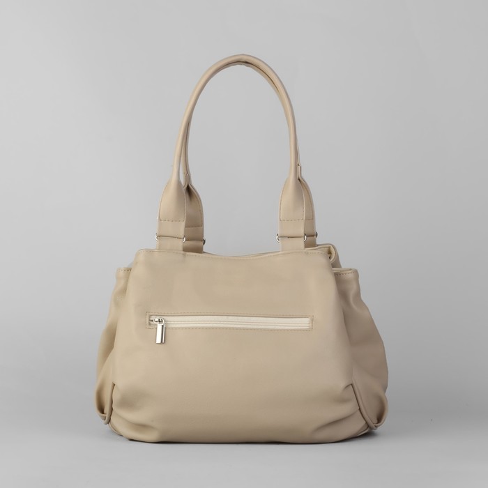 Сумка женская на молнии, 3 отдела, 1 наружный карман, бежевая