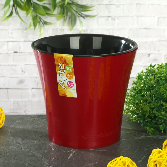 Горшок 600 мл "Арте", цвет красно-черный
