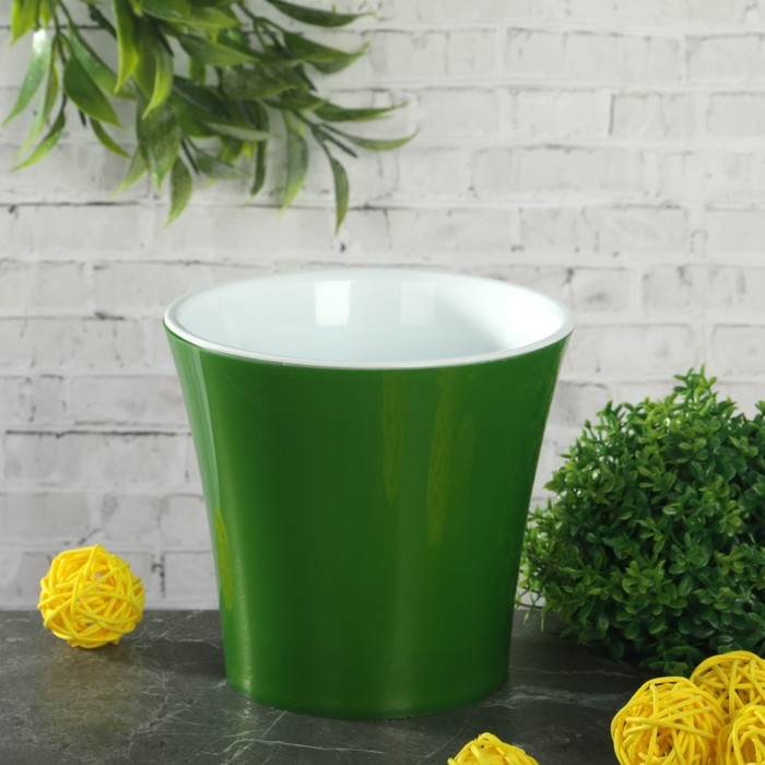 Горшок 600 мл "Арте", цвет зелёный, белый