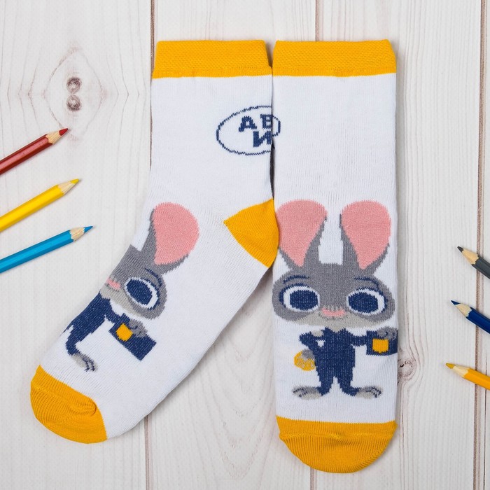 Носки детские "Джуди", Зверополис, 16-18 см, 4-6 лет, 80% хлопок, 17% полиамид, 3% эластан