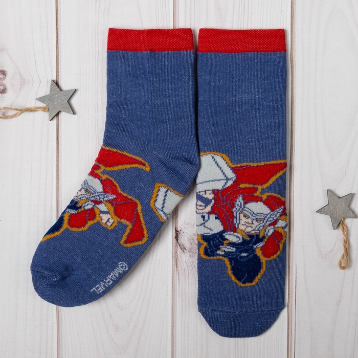 Носки детские "Тор", Мстители, 22-24 см, 12-14 лет, 80% хлопок, 17% полиамид, 3% эластан