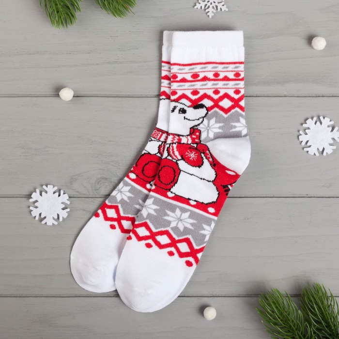 Носки женские "Мишка" 23-25 см, 80% хл.,17% п/э, 3% эл.