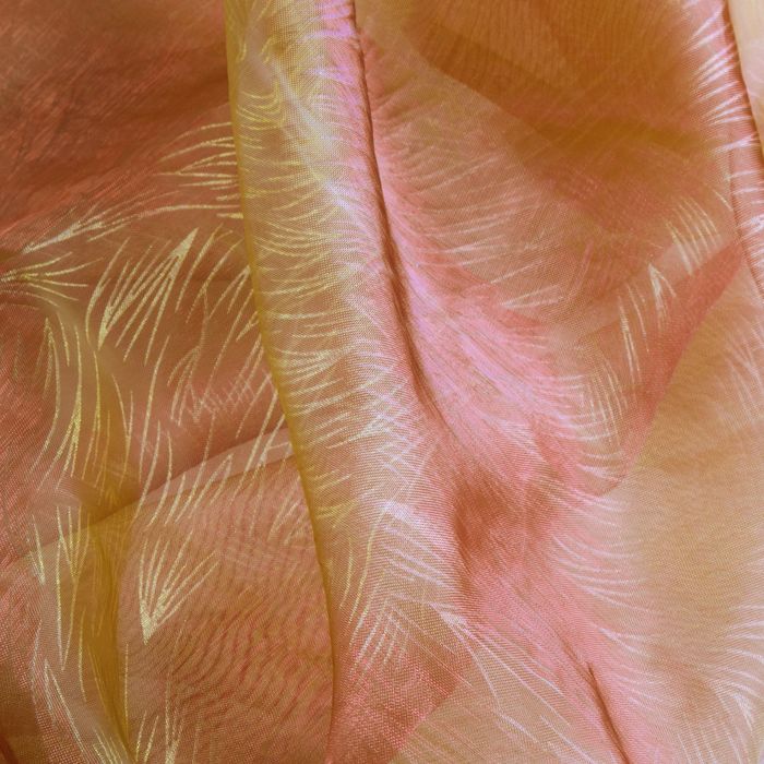 Штора Органза с тиснением, ширина 150 см, высота 260 см, цвет жёлто-малиновый