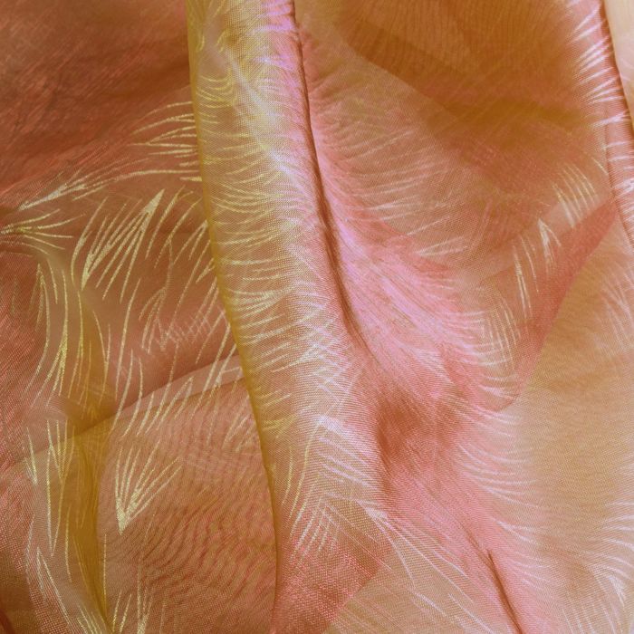 Штора Органза с тиснением, ширина 300 см, высота 260 см, цвет жёлто-малиновый