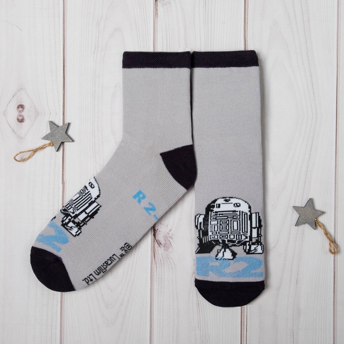Носки детские "R-2", Звёздные войны, 22-24 см, 12-14 лет, 80% хлопок, 17% полиамид, 3% эластан