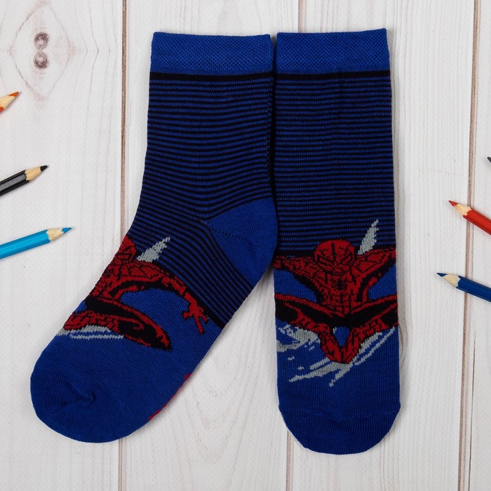 Носки детские "Великий Человек-паук", 20-22 см, 10-12 лет, 80% хлопок, 17% полиамид, 3% эластан