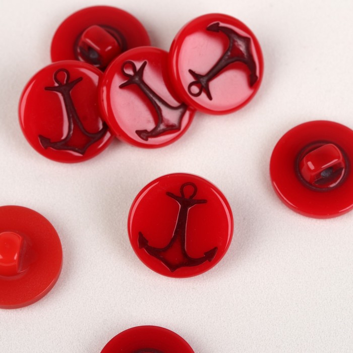 Пуговица детская на ножке "Якорь", цвет клюквенный