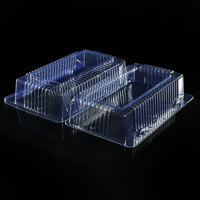 Контейнер одноразовый с неразьёмной крышкой, 18,4×11,2×7,9 см, цвет прозрачный