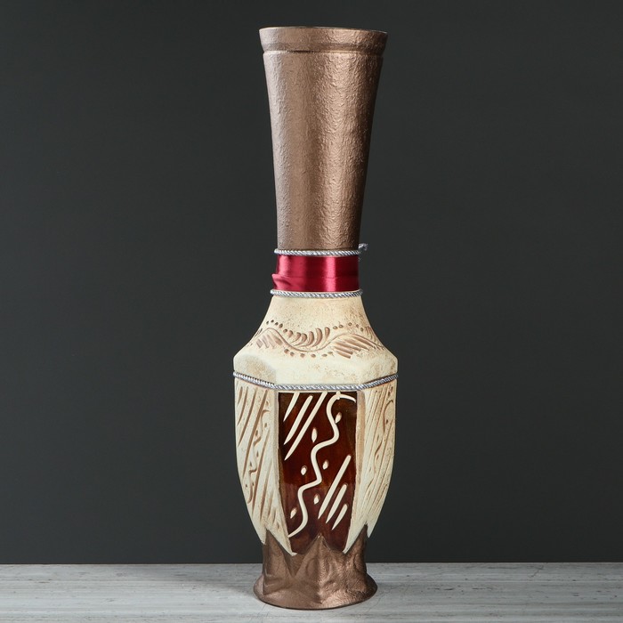 Ваза напольная "Нирвана" ангоб, бордо, лента