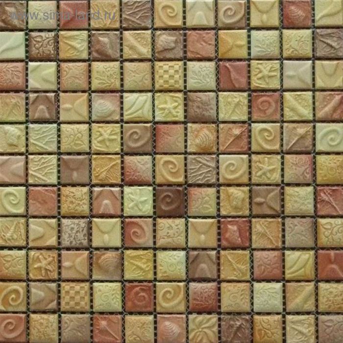 Мозаика керамическая Elada Mosaic SН-W2512, жёлто-коричневая морская, 300х300х6 мм