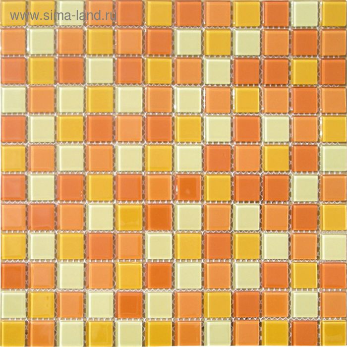 Mозаика стеклянная Elada Mosaic CB002, жёлто-оранжевая, 327х327х4 мм