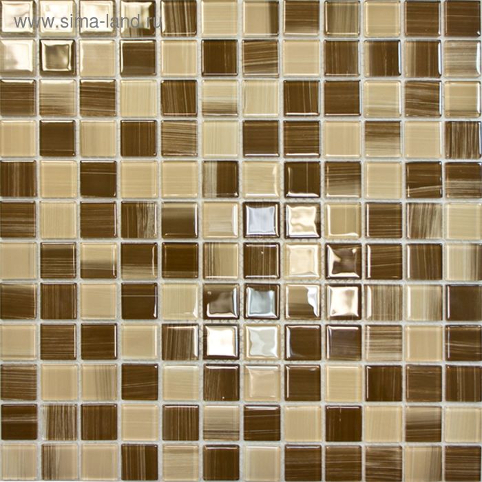 Мозаика стеклянная Elada Mosaic JSM-CH1018, 300х300х4 мм, бежевая полосатая, в наборе 0,9 м2