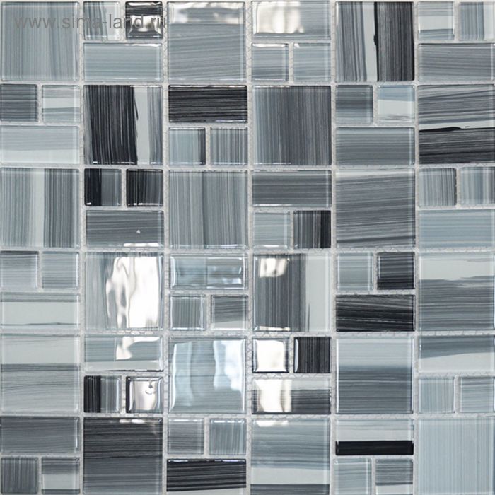 Мозаика стеклянная Elada Mosaic JSM-CH1020, 300х300х4 мм, серая полосатая, в наборе 0,9 м2