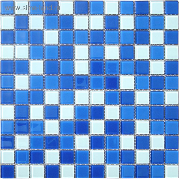 Mозаика стеклянная Elada Mosaic CB021, бело-синяя, 327х327х4 мм