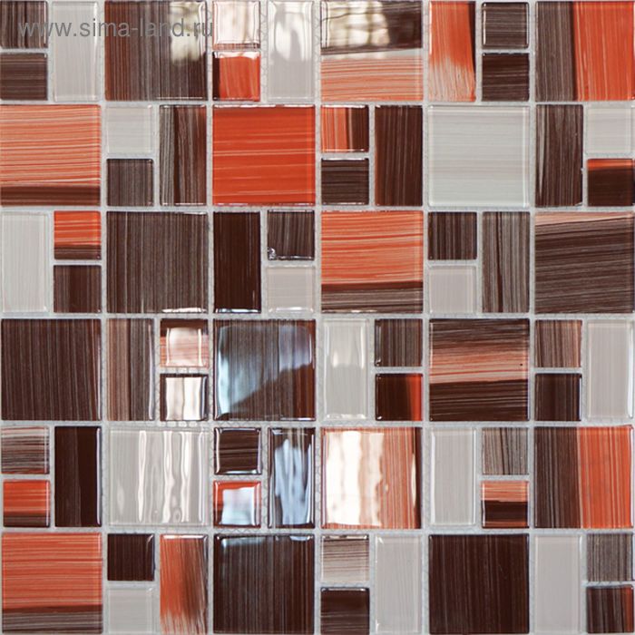 Мозаика стеклянная Elada Mosaic JSM-CH1021, 300х300х4 мм, терракотовая, в наборе 0,9 м2
