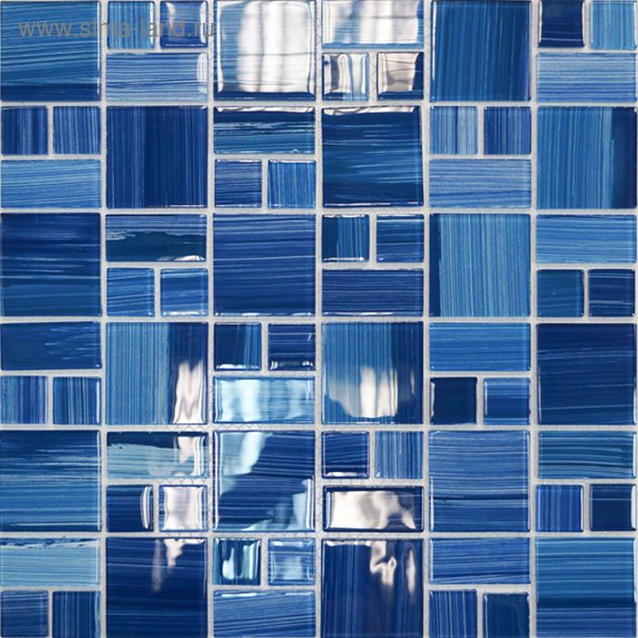 Мозаика стеклянная Elada Mosaic JSM-CH1022, 300х300х4 мм, лазурная полосатая, в наборе 0,90 м2