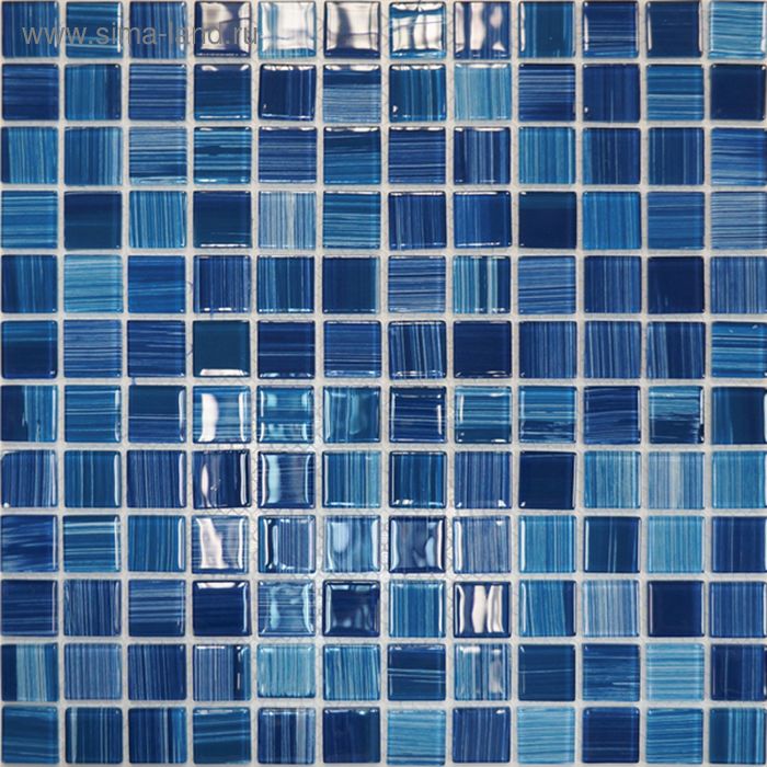 Мозаика стеклянная Elada Mosaic JSM-CH1025, 300х300х4 мм, лазурная полосатая, в наборе 0,9 м2