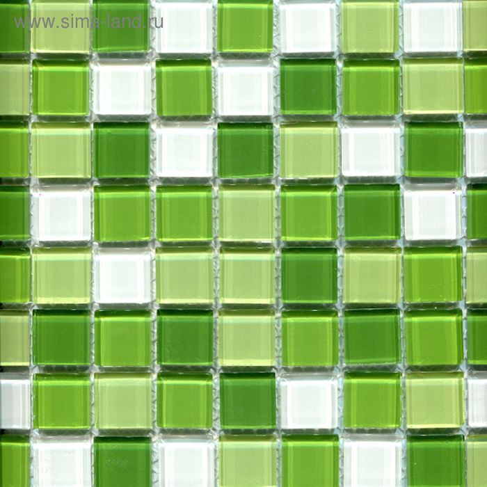 Мозаика стеклянная Elada Mosaic CB606, 300х300х4 мм, бело-зелёный микс , в наборе 0,9 м2