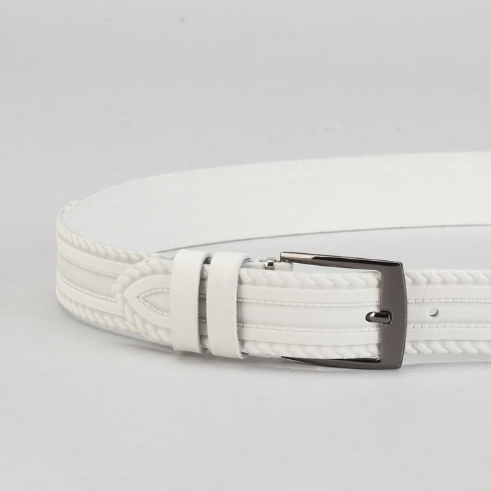 Ремень мужской, винт, пряжка под металл, ширина - 3,5см, бежевый