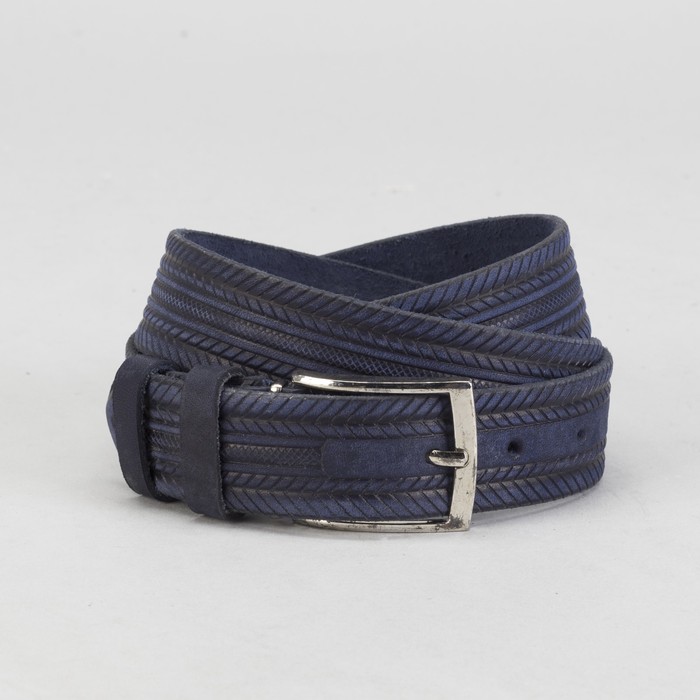 Ремень мужской, винт, пряжка под металл, ширина - 3,5см, синий