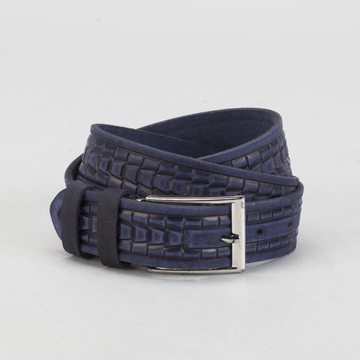 Ремень мужской, винт, пряжка под металл, ширина - 3,5см, синий