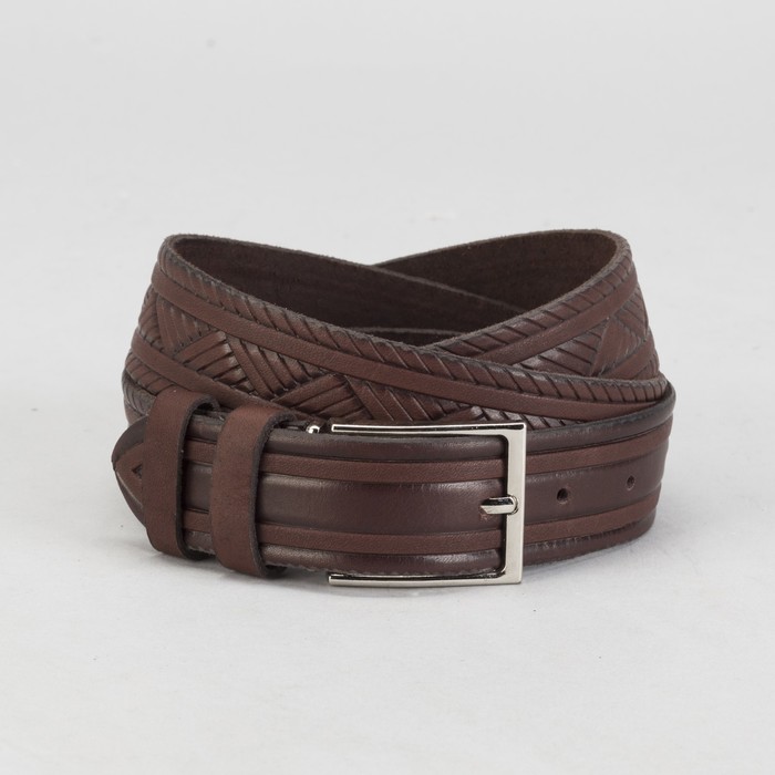 Ремень мужской, винт, пряжка под металл, ширина - 3,5см, коричневый