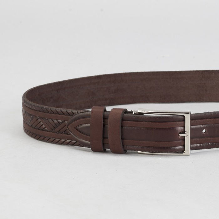 Ремень мужской, винт, пряжка под металл, ширина - 3,5см, коричневый