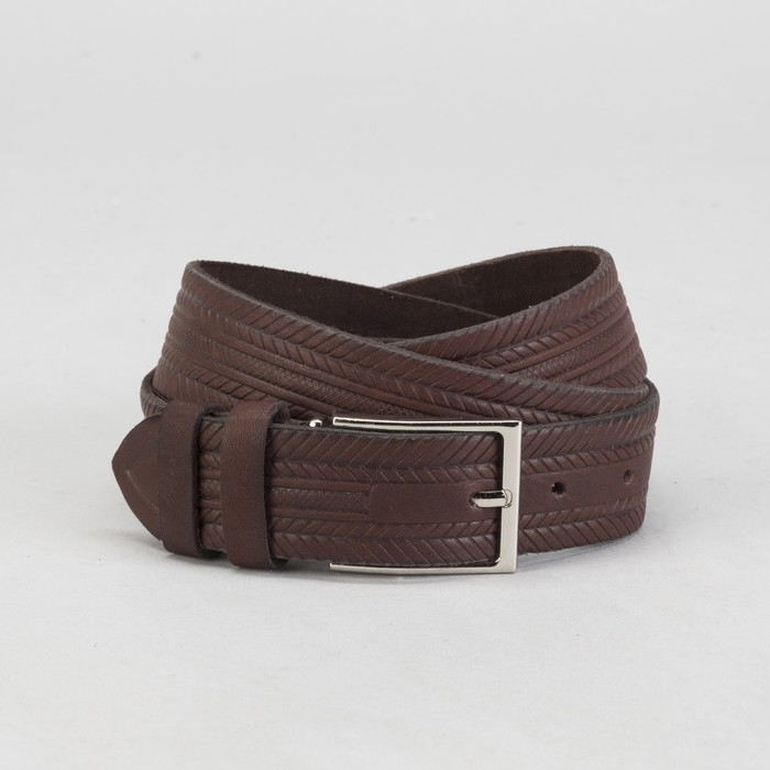 Ремень мужской, винт, пряжка под металл, ширина - 3,5см, коричневый