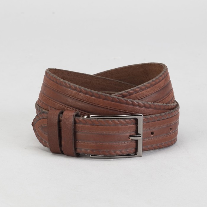 Ремень мужской, винт, пряжка под металл, ширина - 3,5см, коричневый