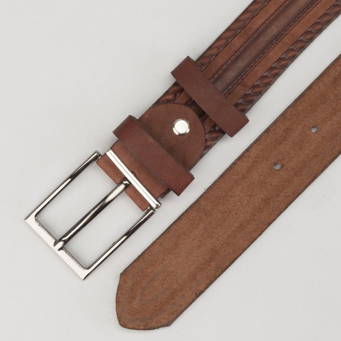 Ремень мужской, винт, пряжка под металл, ширина - 3,5см, коричневый