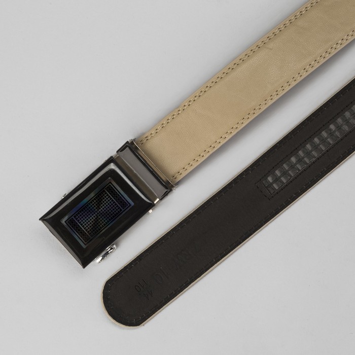 Ремень мужской гладкий, пряжка-автомат МИКС, ширина - 4см, бежевый