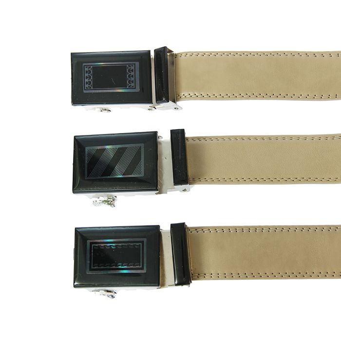 Ремень мужской гладкий, пряжка-автомат МИКС, ширина - 4см, бежевый