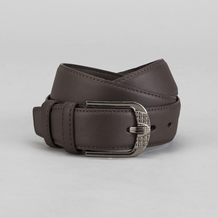 Ремень мужской гладкий, пряжка под металл МИКС, ширина - 4см, коричневый