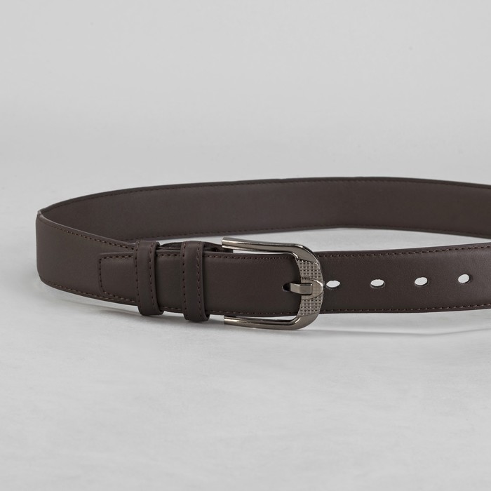 Ремень мужской гладкий, пряжка под металл МИКС, ширина - 4см, коричневый