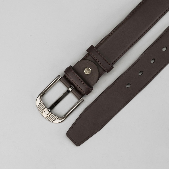 Ремень мужской гладкий, пряжка под металл МИКС, ширина - 4см, коричневый