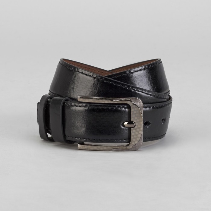 Ремень мужской гладкий, пряжка под металл, ширина - 4см, чёрный