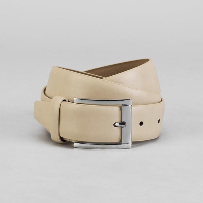 Ремень мужской гладкий, винт, пряжка под металл МИКС, ширина - 4см, бежевый