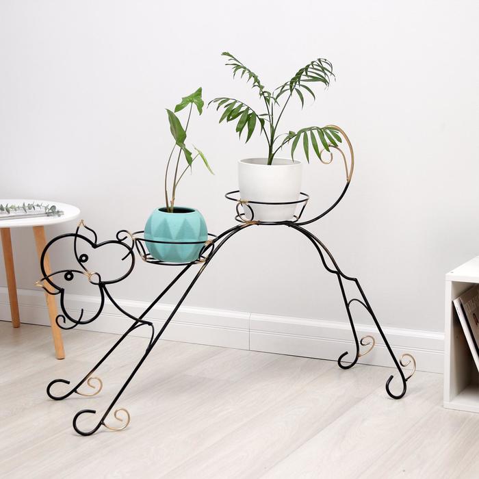 фото Подставка для цветов напольная, на 2 цветка "кот"