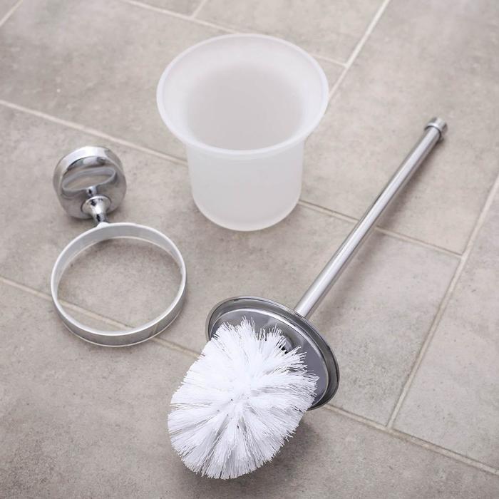 Ерш для унитаза Accoona A11011, настенный, с крышкой, стекло, хром