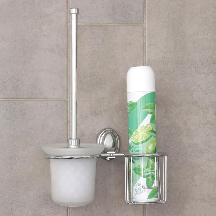 Ерш для унитаза Accoona A11111-1, настенный, с крышкой, отсек под дезодорант, стекло, хром