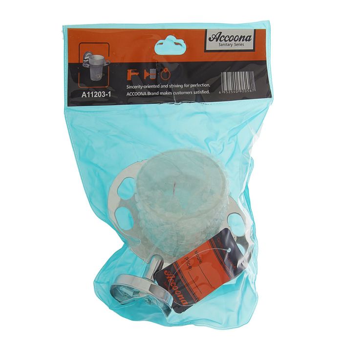 Держатель для зубных щеток Accoona A11203-1, настенный, 1 стакан, стекло, хром