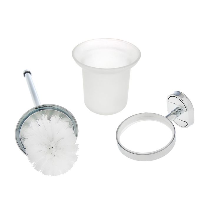 Ерш для унитаза Accoona A11211, настенный, с крышкой, стекло, хром