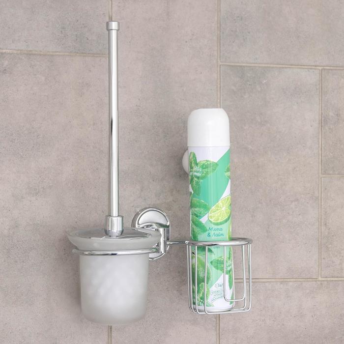 Ерш для унитаза Accoona A11211-1, настенный, с крышкой, отсек под дезодорант, стекло, хром