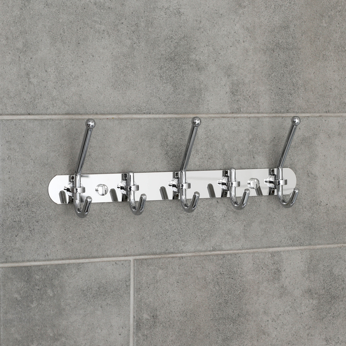 Крючок Accoona А161-5, настенный, на планке 5 шт, хром